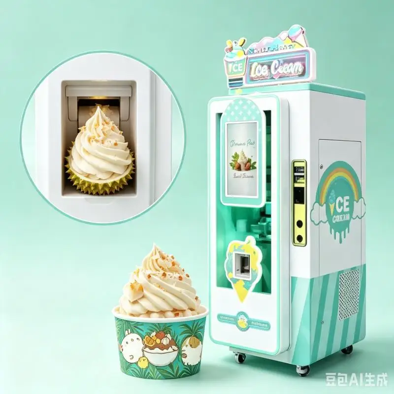 Commercial Customized Ice Cream Vending Machine Automatic Soft Serve Machine Touchscreen Ordering System High Efficiency