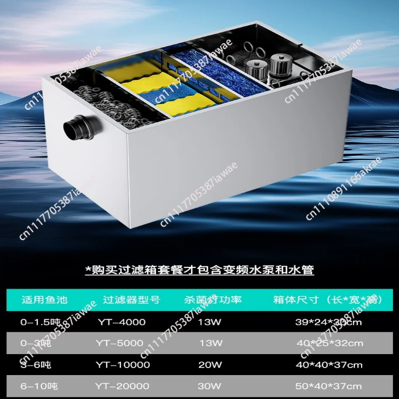 Koi Pond Filter Circulation System Indoor Outdoor Water Purification Filtration Equipment Fish Pond Water Cleaner Machine