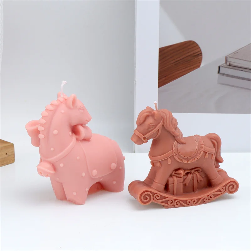Cute Rocking Horse Silicone Candle Mold - 3D Horse Box Moldfor Aromatherapy Candles Soap And Resin Crafts Home Decor And Gift
