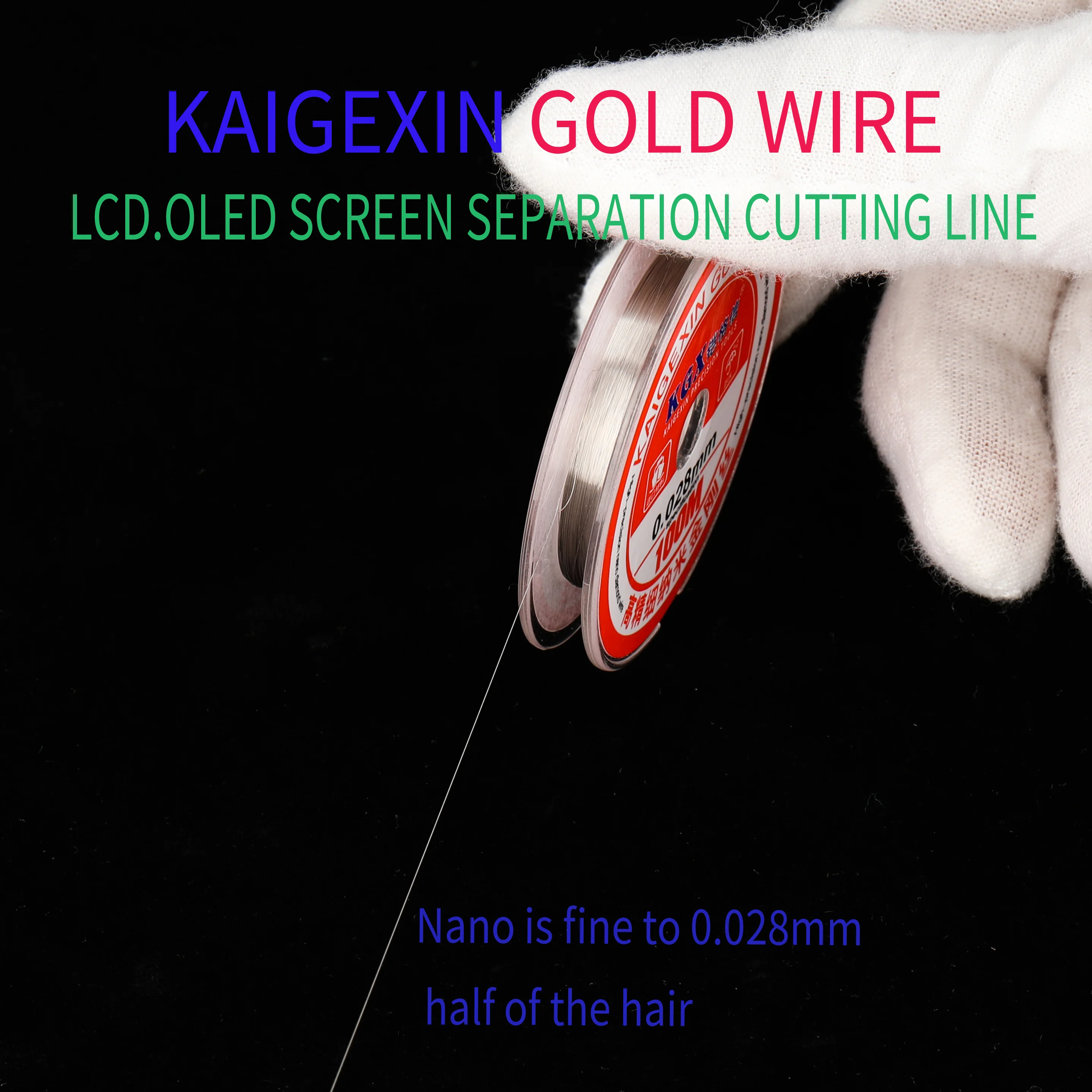 Kaigexin High Toughness Separating Wire, LCD Cutting Line Tools, 0.28, 0.03, 0.035, 0.04, 0.05, 0.06, 0.08, 0.1mm