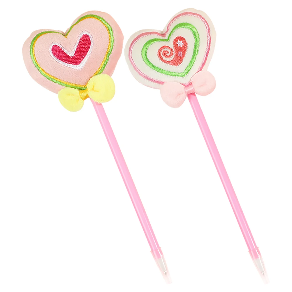 

2pcs Heart Shape Ballpoint Cute Valentines Day Smooth Writing For Kids Office Stationery Journaling Supplies Bright Color