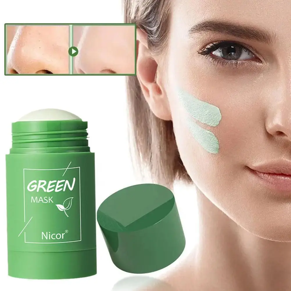 Máscara facial de chá verde, limpeza profunda, remover acne, purificação, cuidado com óleo, pele sólida, hidratação, argila, v8n9