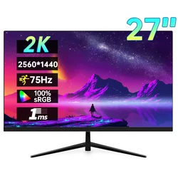 Monitor Desktop da 27 pollici 2K 75Hz 2560*1440 HDR 100% SRGB 1MS Freesync Display per Computer da gioco IPS VA schermo dritto curvo HDMI/DP