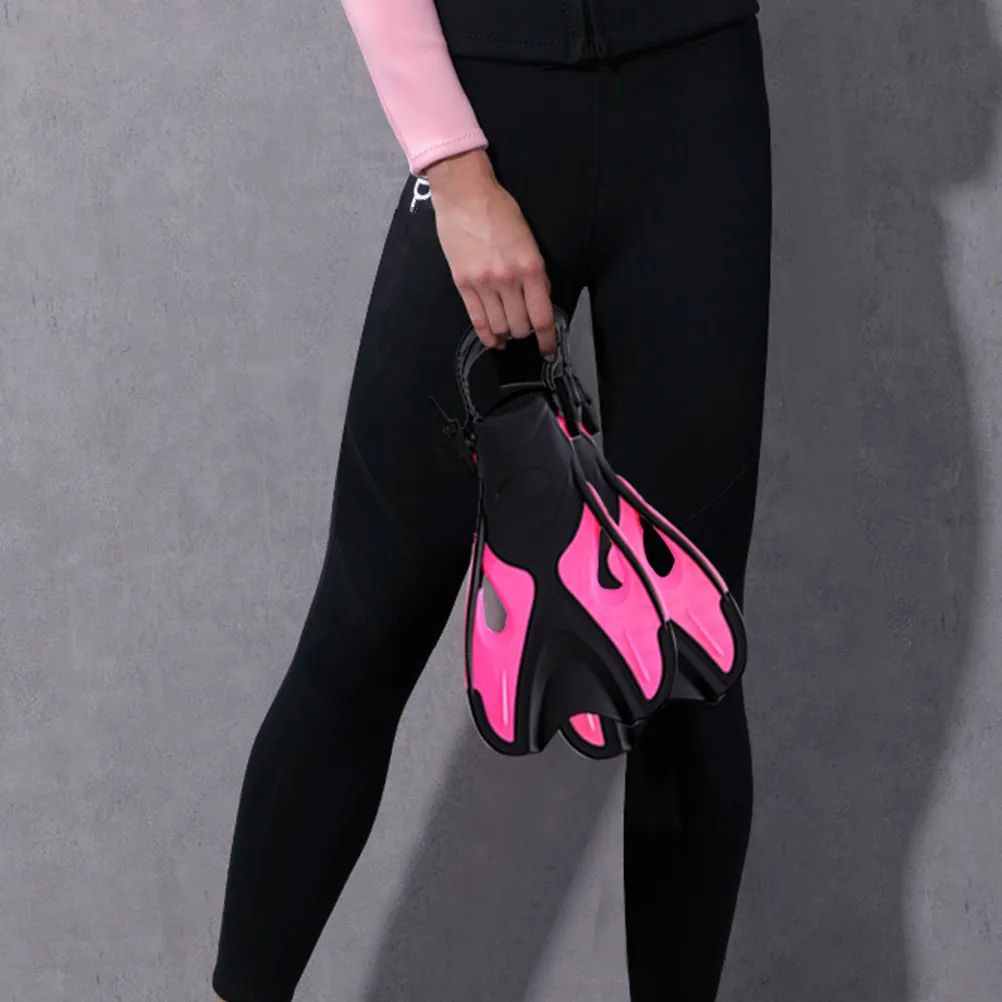 

1 Pair Pink 37-41 Snorkeling Fins Open Heel Adjustable Diving Flippers For Swim Training Hydromechanical Design Premium Material