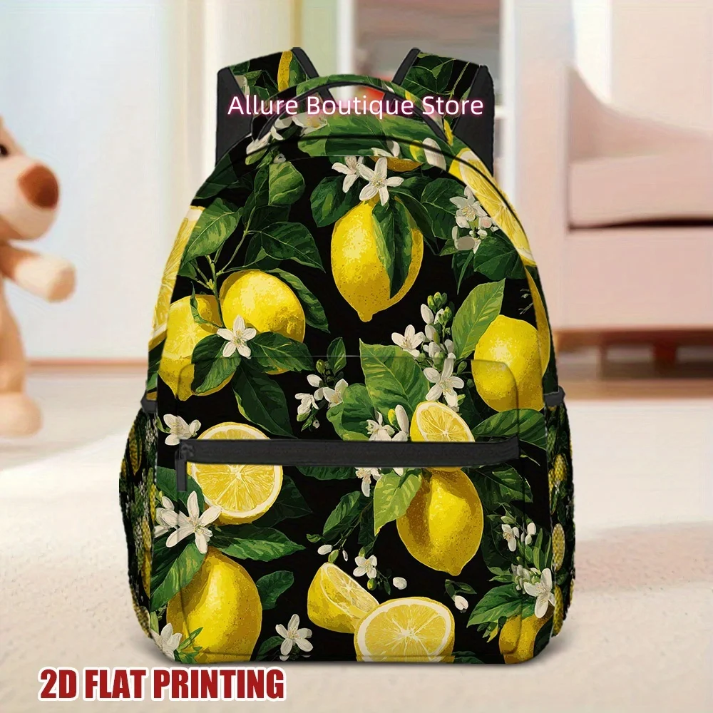 1pc Lemon Blossom Delight Backpack for Women - Stylish & Functional Lightweight Design with Vibrant Lemon & Floral Print, Durabl