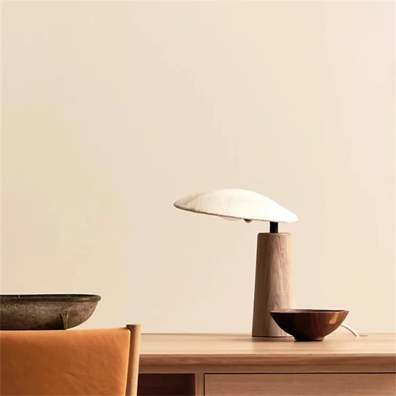 Imagem -05 - Wabi Sabi Candeeiro de Mesa de Madeira Maciça Led Designer Luz Japonês Estudo Lâmpada Cabeceira Sala Estar Chá Sofás Lâmpada Estética