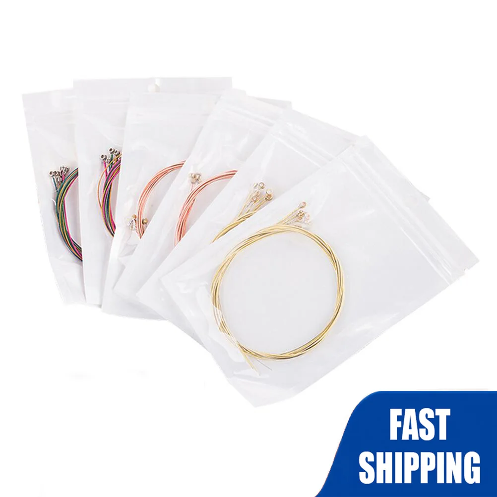 6pcs Folk Guitar Strings Brass Strings Red Copper Color Strings Independent Packaging Instrument Accessories