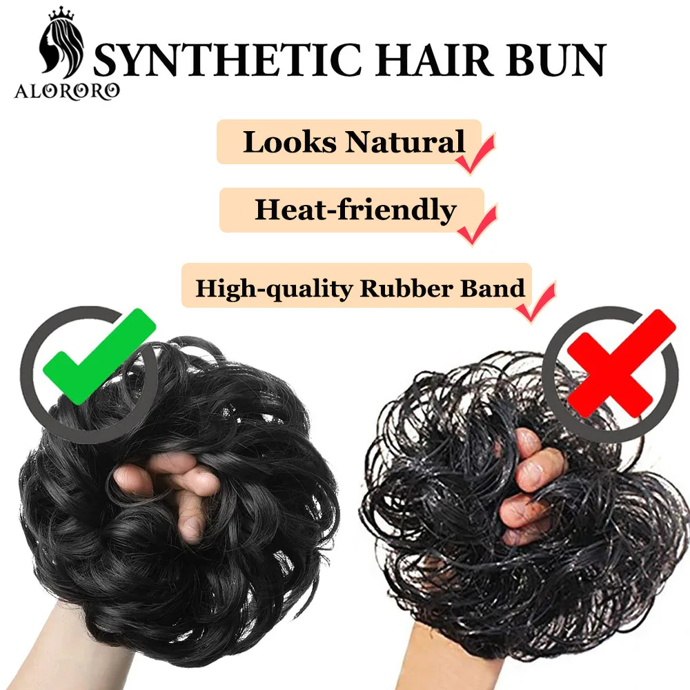 Synthetic Hair Bun Messy Curly Donut Chignon With Elastic Band Scrunchies Extension Updos Hairpieces Wrap Ponytail For Women