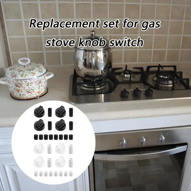 Plastic Gas Burning Knob Replacement Set Heatproof Easy Installation Knob with Adapter For Home Kitchen Appliances