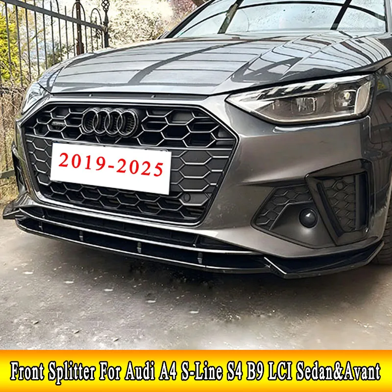 

For Audi A4 S-Line Audi S4 B9 Facelift B9.5 2019-2025 Sedan / Avant Car Front Bumper Lip Chin Spoiler Splitter Diffuser Bodykit