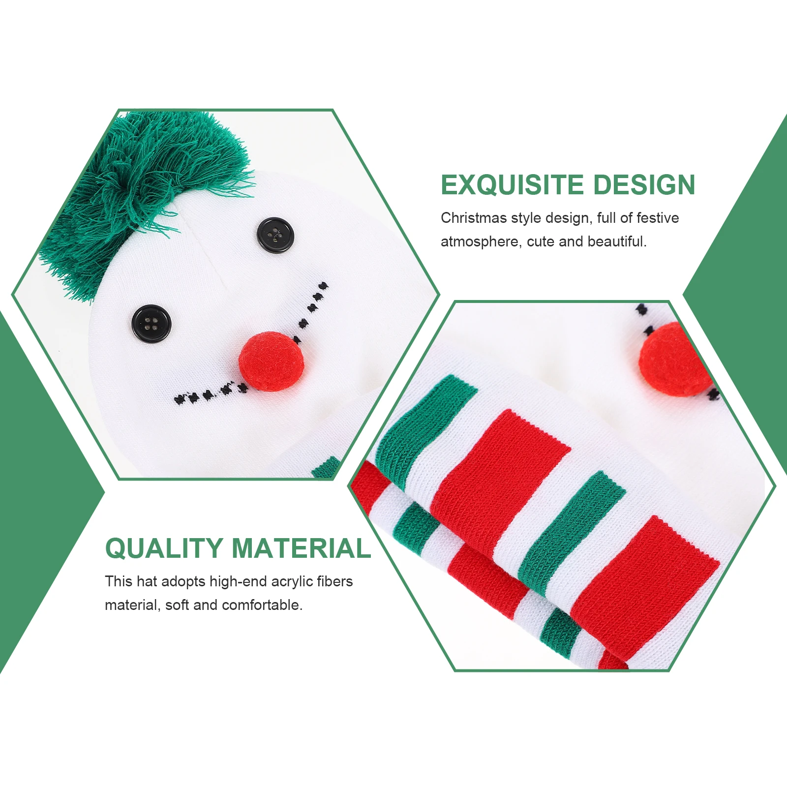 

1 pc Snowman Hat Kids Warm Acrylic Knitted Winter Hats Christmas Design Children Vitality Lightweight Comfortable Toddler