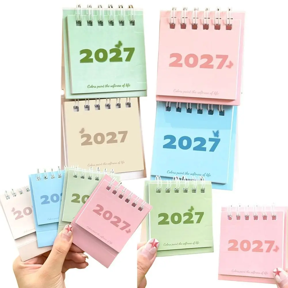 Paper Mini Desktop Calendar Twin-Wire Binding Memo Notes Home Office Calendar Smooth Writing Thick Hard Cardboard Cover