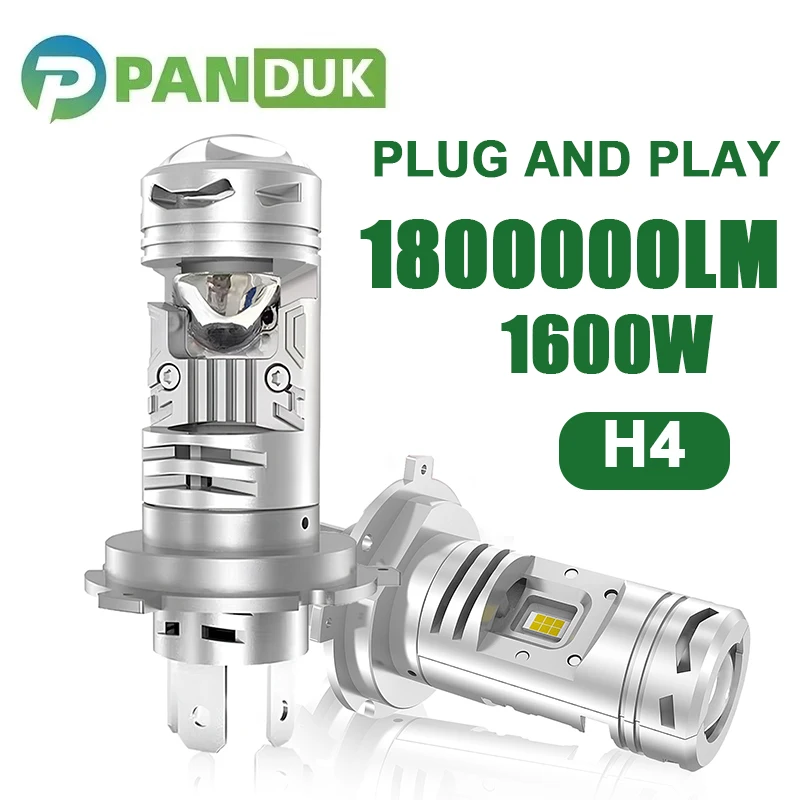 

PANDUK 1/2 pcs 1:1 Car LED H4 LED Projector Headlights Bulb Hi/Lo Beam Left Hand Driver for Car Auto Plug and Play 6000K 12 24V