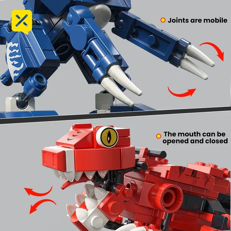 6-in-1-Dinosaurier-Bausteine, umwandelbares Roboter-Spielzeug für Kinder, 691 PCS Ziegel zusammengebaut, Bau, Bildung, DIY-Ziegel, Spielzeug