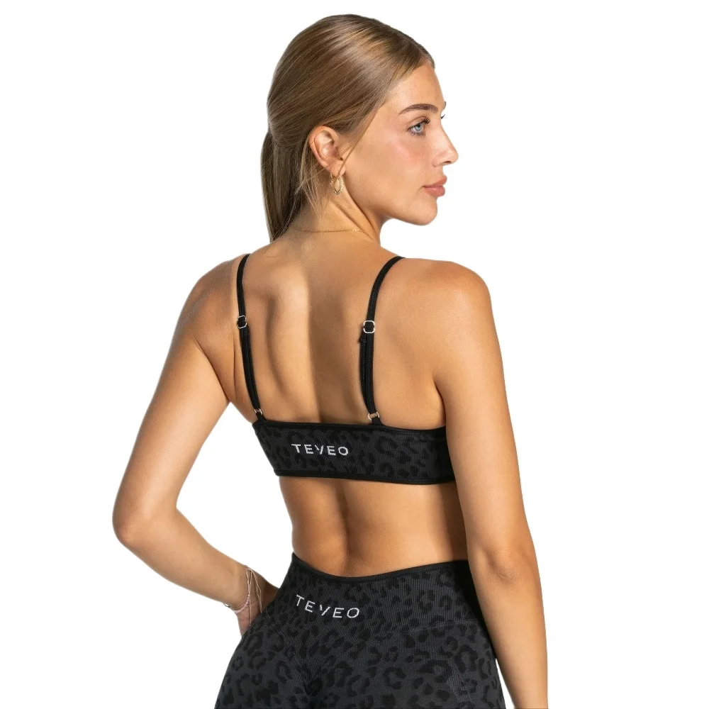 Women's Sports Bra Leopard Contrastline — Seamless Leopard