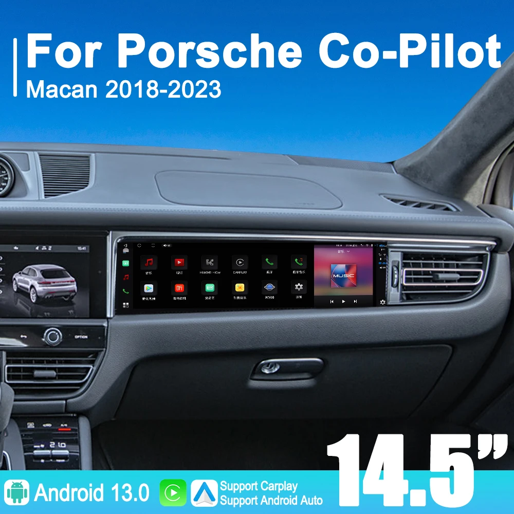 Navihua New Design 14.5 Inch Screen Android Co-pilot Entertainment System Carplay Passenger Display for Porsche Macan 2018-2023
