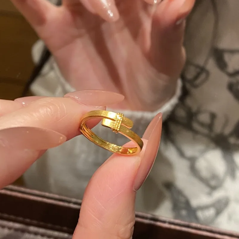 Xiaohongshu أزياء الذهب شعبية بسيطة رائعة افتتاح حلقة المرأة الخفيفة الفاخرة عالية الشعور عبر حلقة قابل للتعديل #3