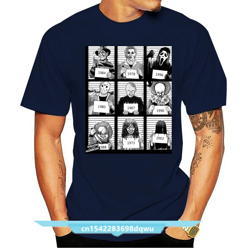 Prison Horror T-Shirt Halloween Michael Myers Chucky Jason Horror Movie S-3Xl Hip-Hop Tee Shirt