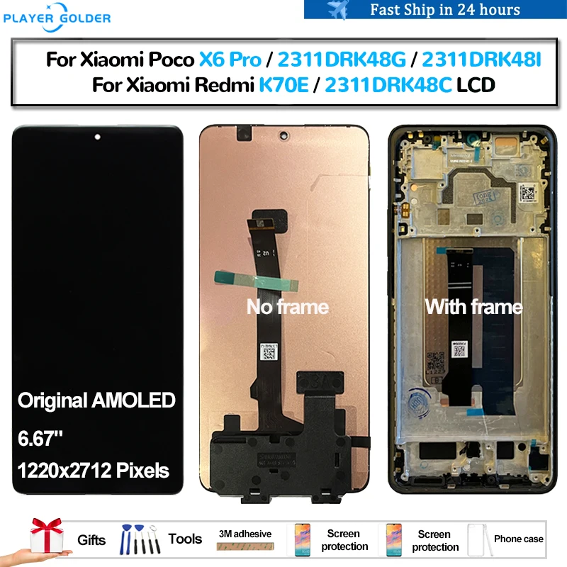 

Original AMOLED For Xiaomi Poco X6 Pro For Xiaomi Redmi K70E Pantalla lcd Display Touch Panel Screen Digitizer Assembly Repair