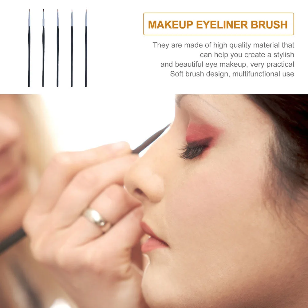 Pennello per eyeliner da 5 pezzi Pennello per eyeliner portatile leggero per testa piccola Cosmetici Applicatore per rossetto Strumento per trucco professionale Pennello per eyeliner