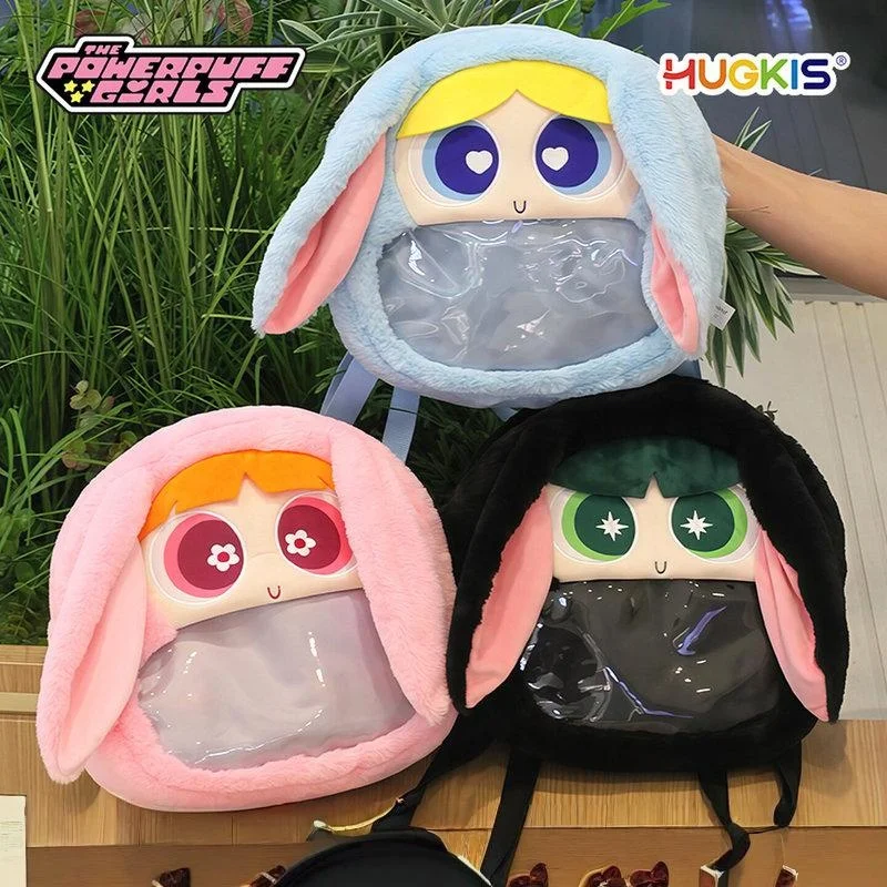 

HUGKIS The Powerpuff Girls Plush Ita Backpack Cartoon Anime Doll Display Bag For Girls Students Comic Exhibition Shoulder Bag