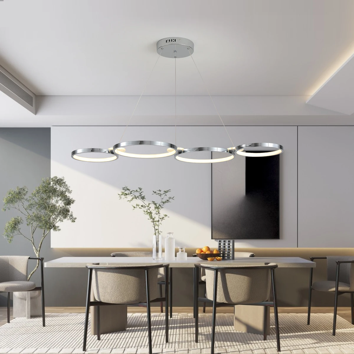 nowoczesna lampa wisząca, żyrandole Led, lampa wisząca led do salonu jadalnia restauracja wyspa połysk L107cm W/pilot