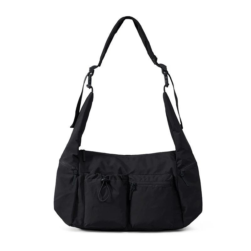 Japanese-style casual crossbody bag for men, large-capacity waterproof commuter backpack, multi-pocket workwear style shoulder b