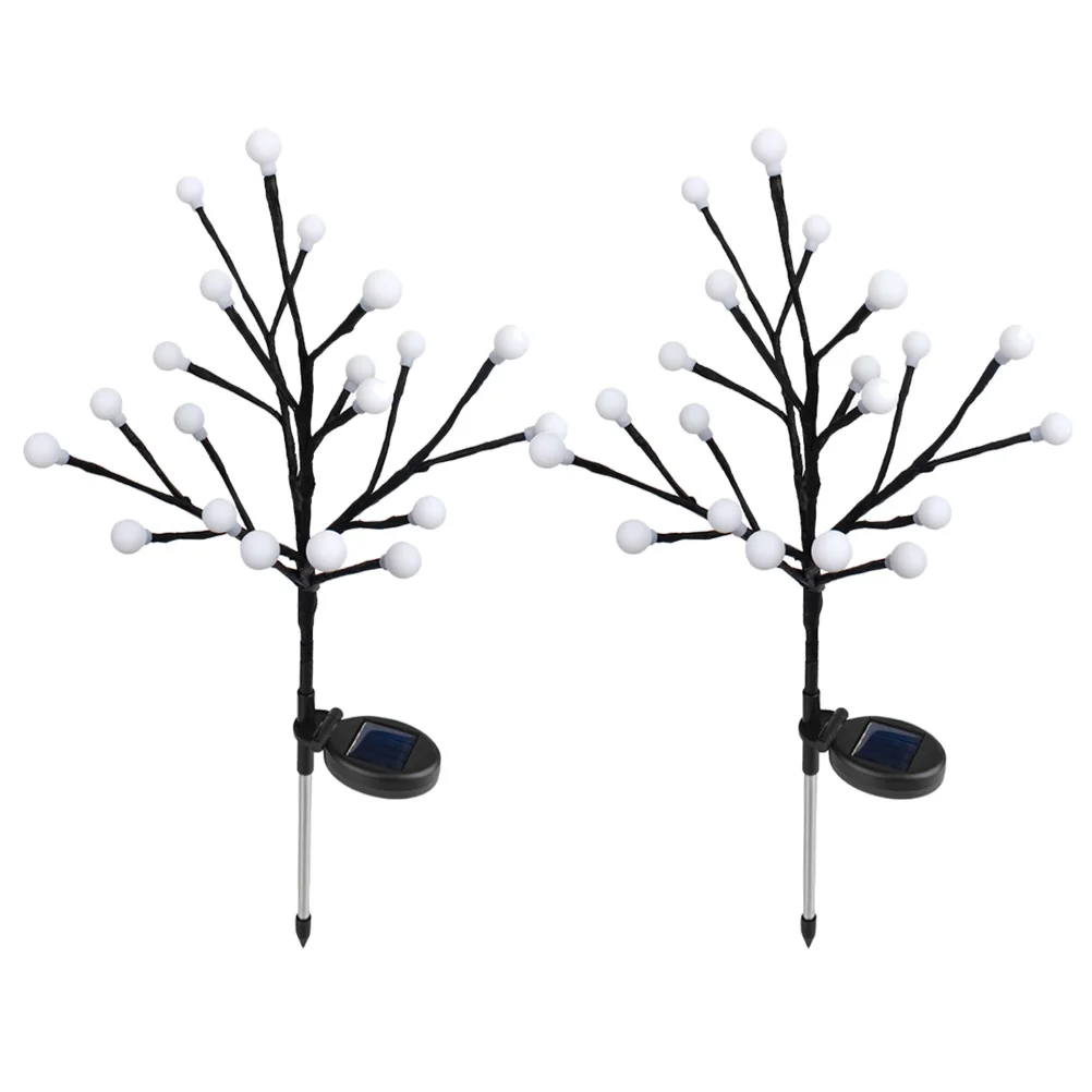 

2pcs Solar Led Lawn Lights Branches Style Waterproof Outdoor Landscape Lamp For Garden Balcony Party Warm White 6-10H Shining