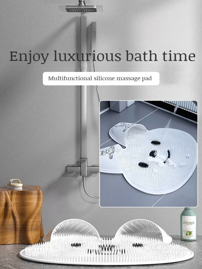 Rabbit silicone massage foot mat bathroom non-slip mat bath foot rubbing artifact foot wash to remove dead skin shower