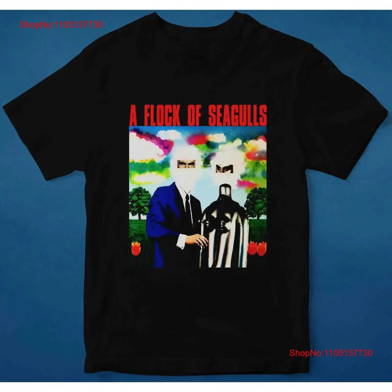 Vtg A Flock Of Seagulls Band Album Cotton Black T Shirt For Men All Size AG349 vintage Washed designer clothes Slightly
