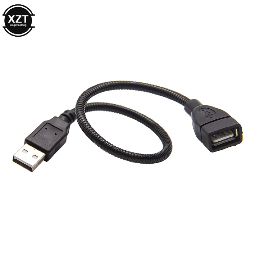 Przedłużacz USB męski na żeński Adapter wentylatora LED Elastyczny metalowy wąż do przesyłania danych Zasilacz 4-rdzeniowy miedziany