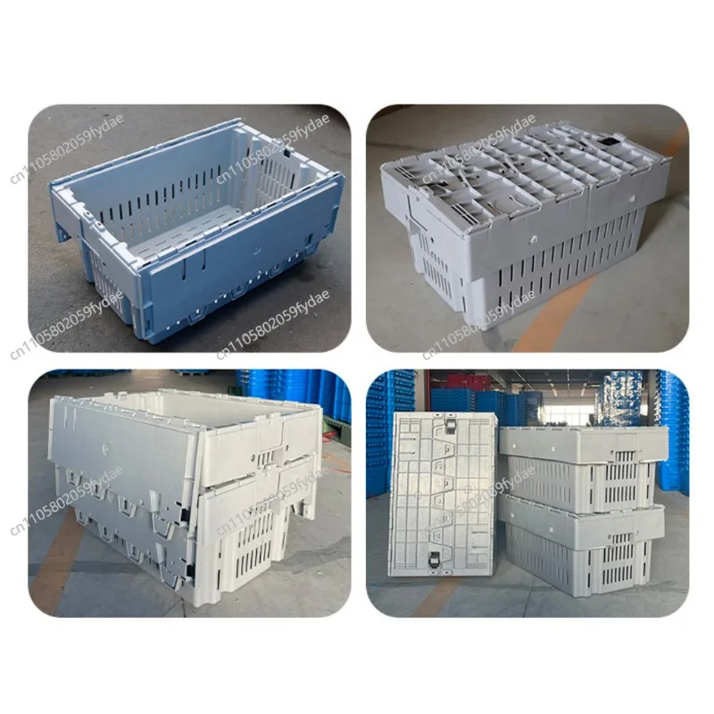 A Plastic Crate with A Lid Attached for Lobster Turnover