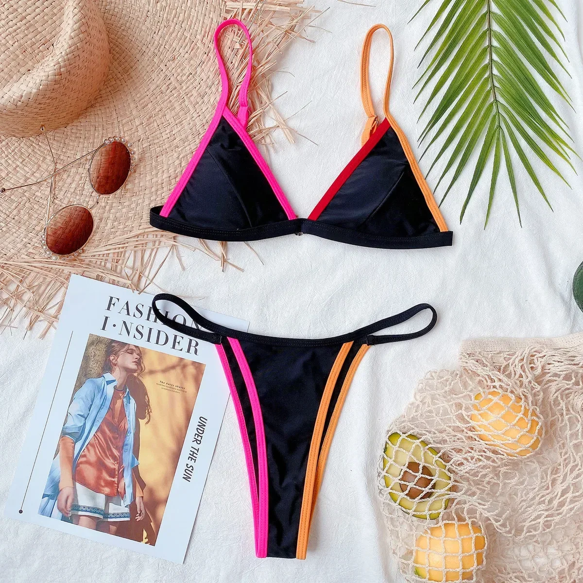 2026 Sexy Bikini Women Swimwear Swimsuit Triangle Thong Block Color Bikinis Set Bathing Suit Beach Bikini Female Banadores Mujer