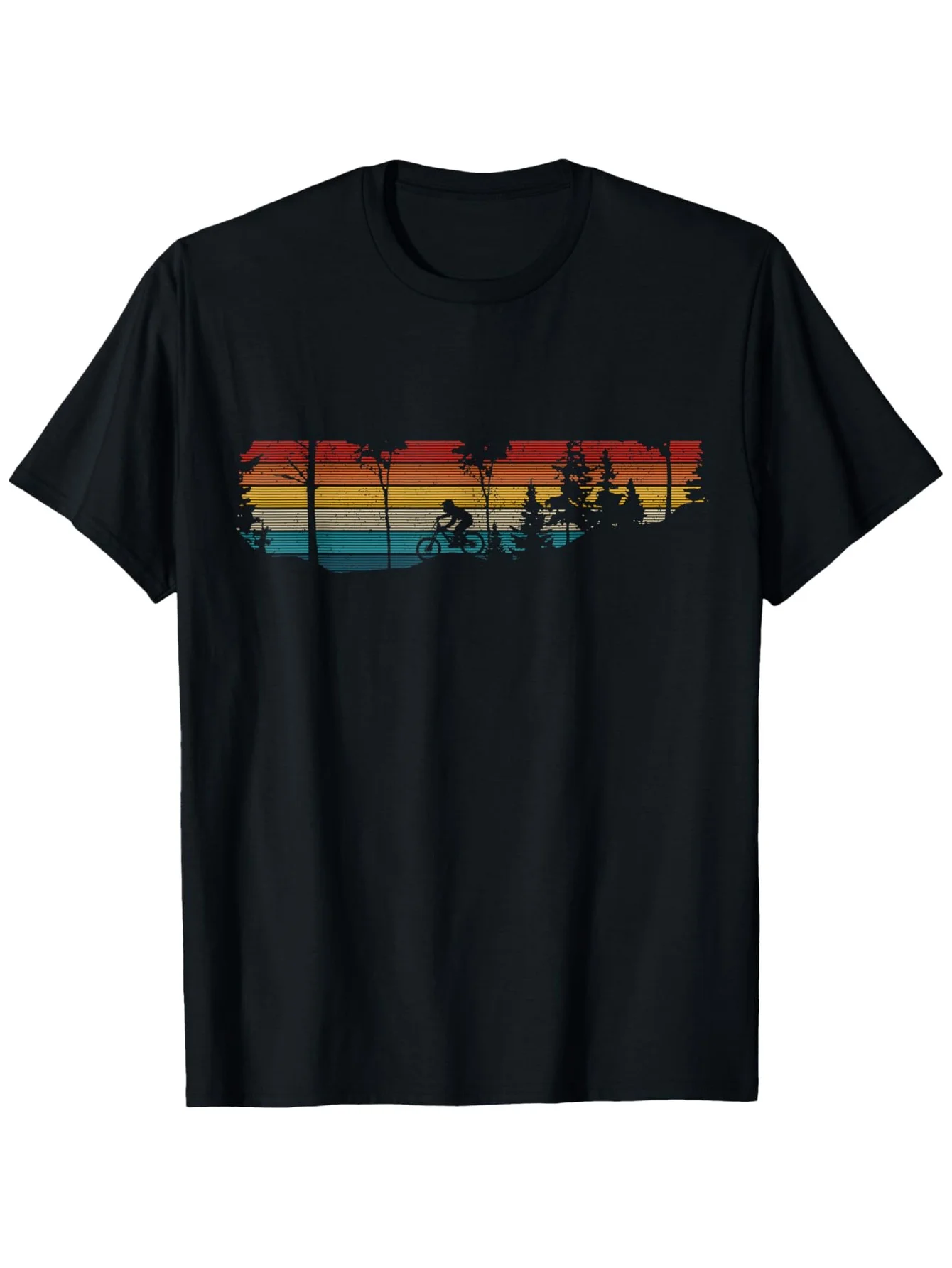 

Vintage Mountain Bike MTB T-Shirt - 100% Cotton S-XXXL, Black Colorful Rider Tee