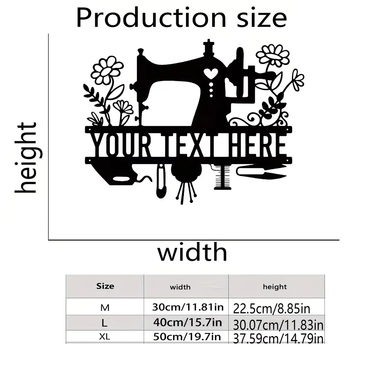 Custom Metal Sign with Sewing Machine Silhouette - Wall Art for Home & Garden Decor, Perfect for Doorways, Outdoor Spaces