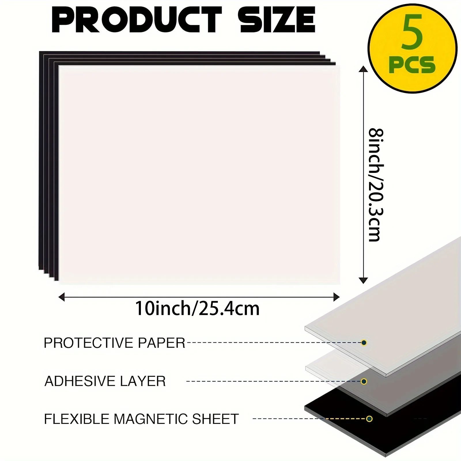 8×10 Inch Magnetic Adhesive Sheets-5 Sheets, Self-Adhesive Magnetic Photo Paper/Fridge Magnet, Suitable for Making Handicrafts