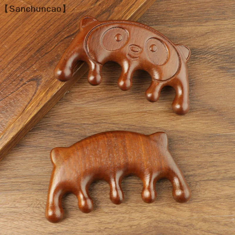 

〔San〕Sandalwood Panda Massage Comb Meridian Scalp Comb Face Eye Shoulder Neck Scraping Treatment Hair Care Anti-static Comb