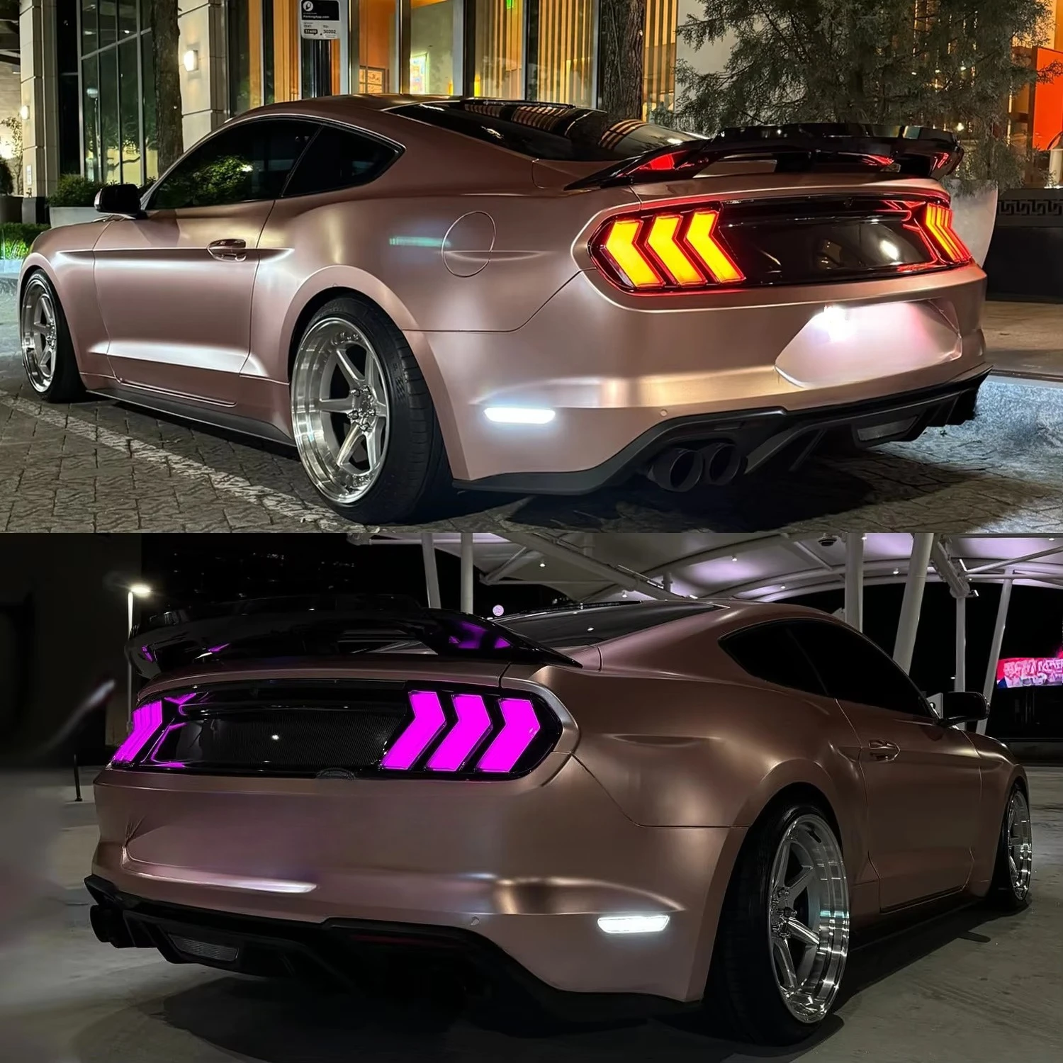 HCMOTIONZ LED Tail Lights for  Mustang Gt 2015-2022 RGB DRL Animation Car Back Lamps Assembly 6 Kinds Mode of Turn signal