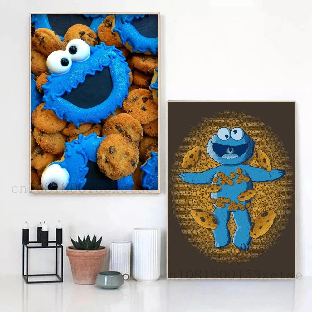 1pc Cookies Play Monster Poster artistico autoadesivo adesivo di carta impermeabile Coffee House Bar Room Wall Decor