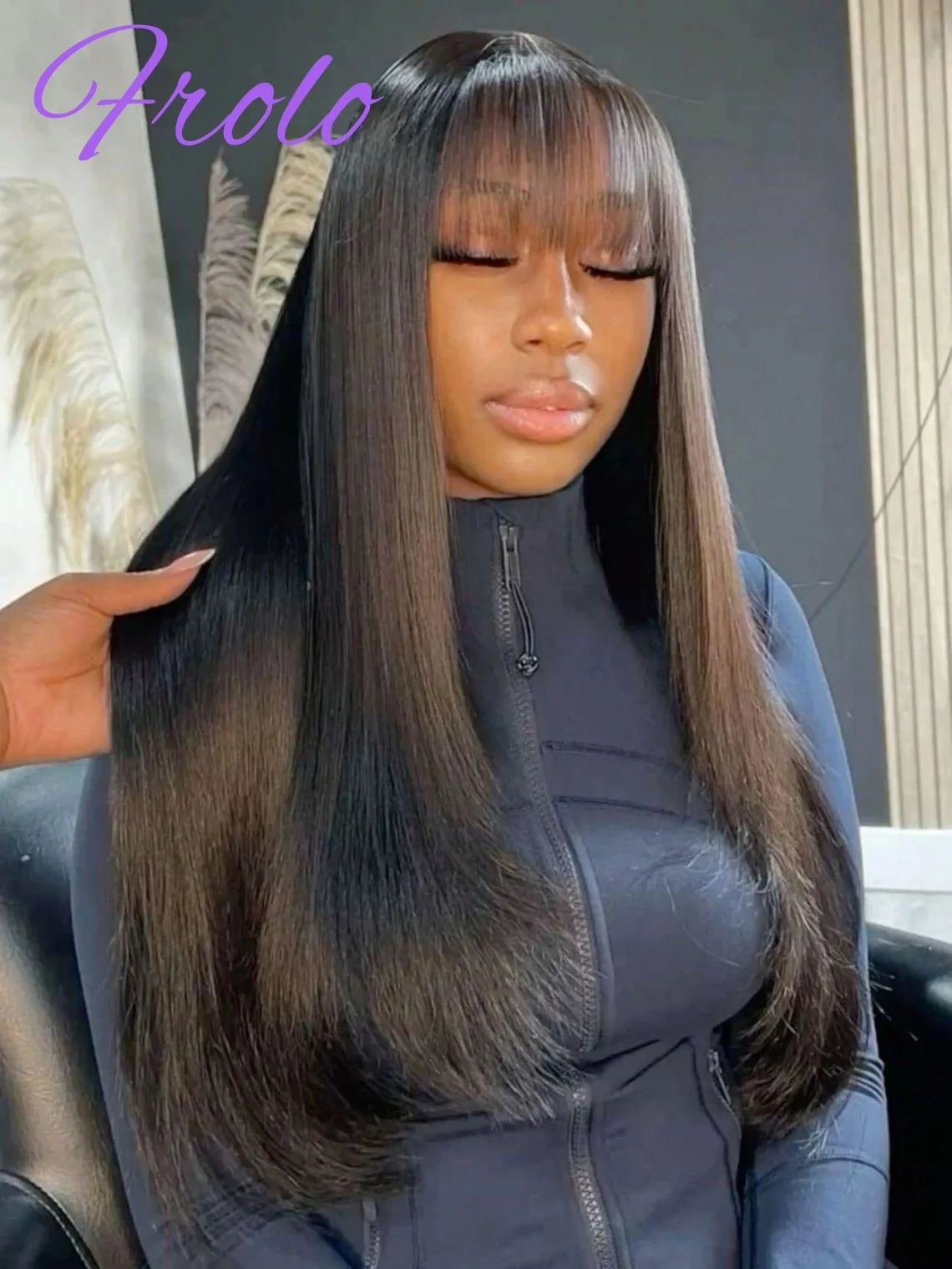 

Прямой парик из 100% человеческих волос с челкой 3x1 Шелковистый парик из натуральных волос на шнуровке Полный машинный парик для женщин Бразильский парик из человеческих волос