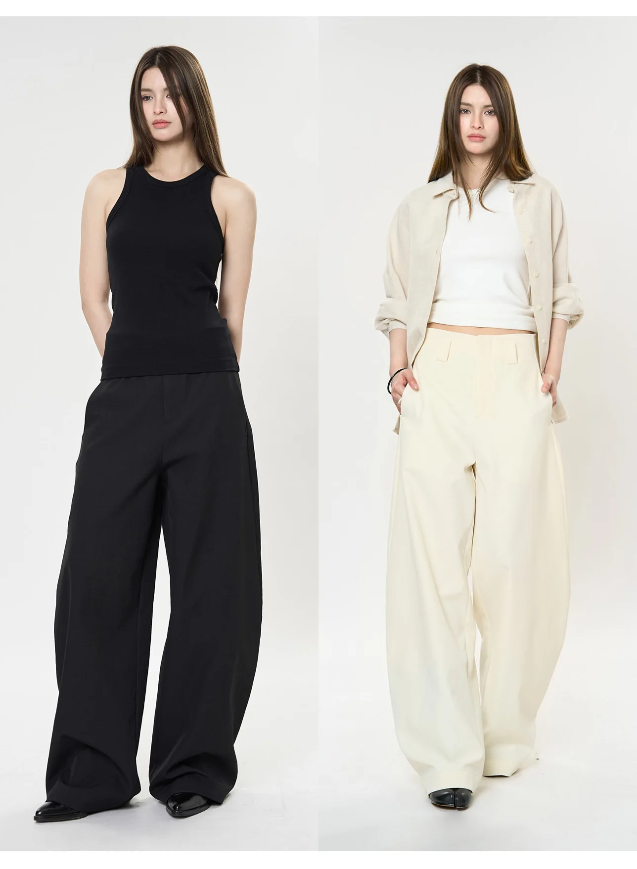 Old Money Style Scimitar Silhouette Pant Loose Fit High Waist Slimming Commuter Trousers For Women