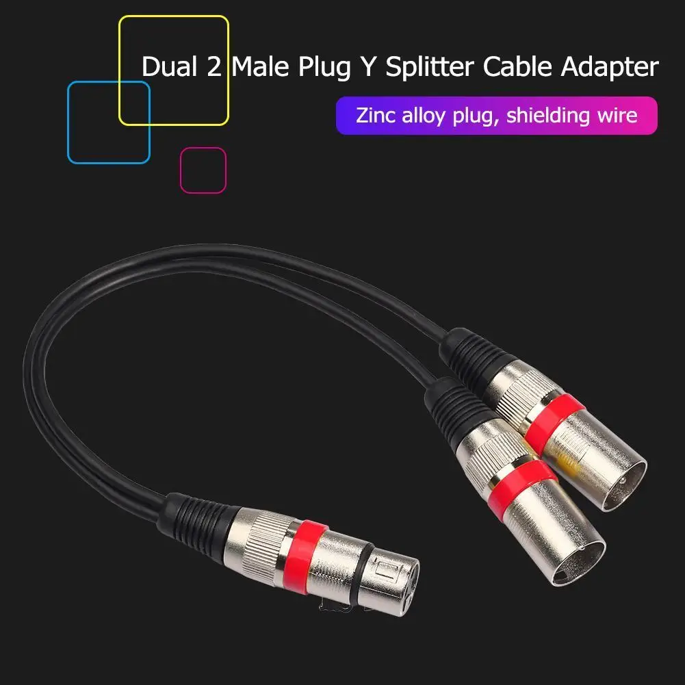 XLR Splitter Cable 1 Female To 2 Male XLR Y Splitter Cable 3 Pin XLR Female To Dual XLR Male Patch Y Cable Mic Audio Cable