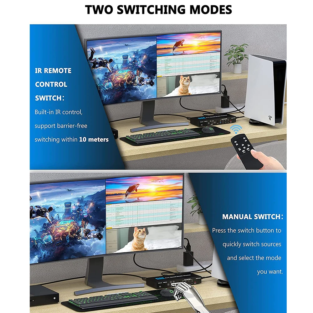4x1 HDMI-compatible Multi-viewer switcher Seamless 4K 4 Screen Real Time Multi Viewer Screen Splitter 4 in 1 out HDMI-compatible
