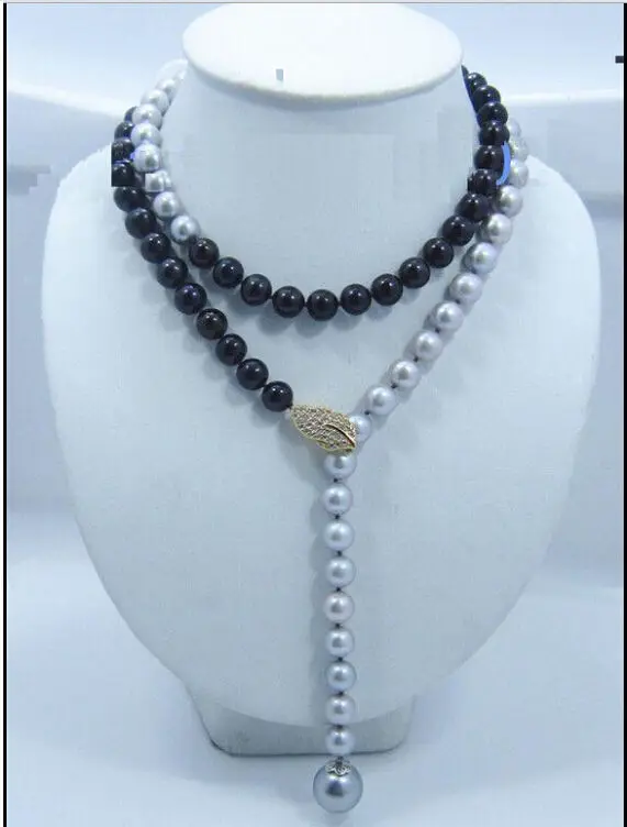 

34.5" Adjustable 9-10MM real south sea Multicolor black gray pearl necklace