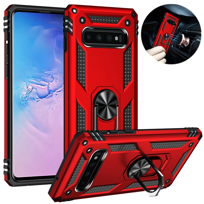 Para Samsung Galaxy S8 S9 S10 Plus funda armadura anillo magnético soporte Kickstand funda de teléfono para Samsung S7 S10E Note 8 9 contraportada