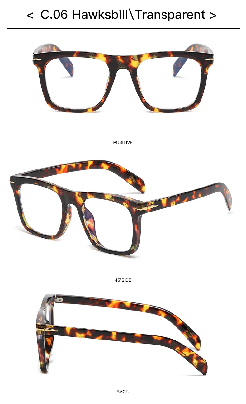 Vintage Square Sunglasses Men Anti-Blue Light Glasses Fashion Gradient Driving Shades Leopard Black Brand Oculos