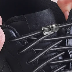 Lazy free laces round thicker lace rope elastic elastic men's and women's models black white sneakers fixer