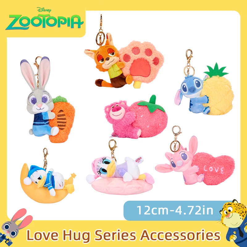 Disney Zootopia Toy Story Serie Love Hug Judy Nick Donald Daisy Lotso Stitch Angel Lindos Peluches Llavero Colgante para Bolso Regalos para Fans