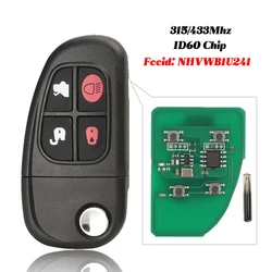 jingyuqin NHVWB1U241 For Jaguar X-Type S-Type 1999-2009 XJ XJR 315MHz 433MHz 4D60 Chip Flip Remote Key 4 Buttons Fo21 Blade