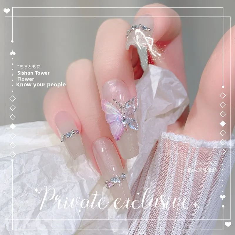 LYLE 20Pcs White Marquise Zircon Nail Art Rhinestones Sparkly Mixed Sizes Pointed Back Irregular Diamond Butterfly Stacked Bling